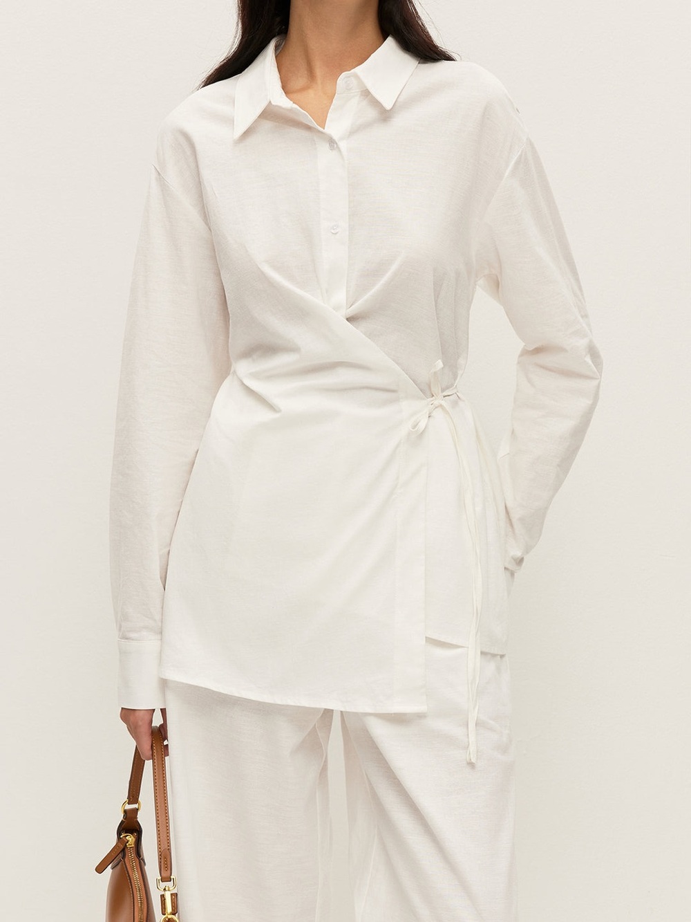 Commense Cotton & Linen Wrap Shirt - Picture 4 of 10